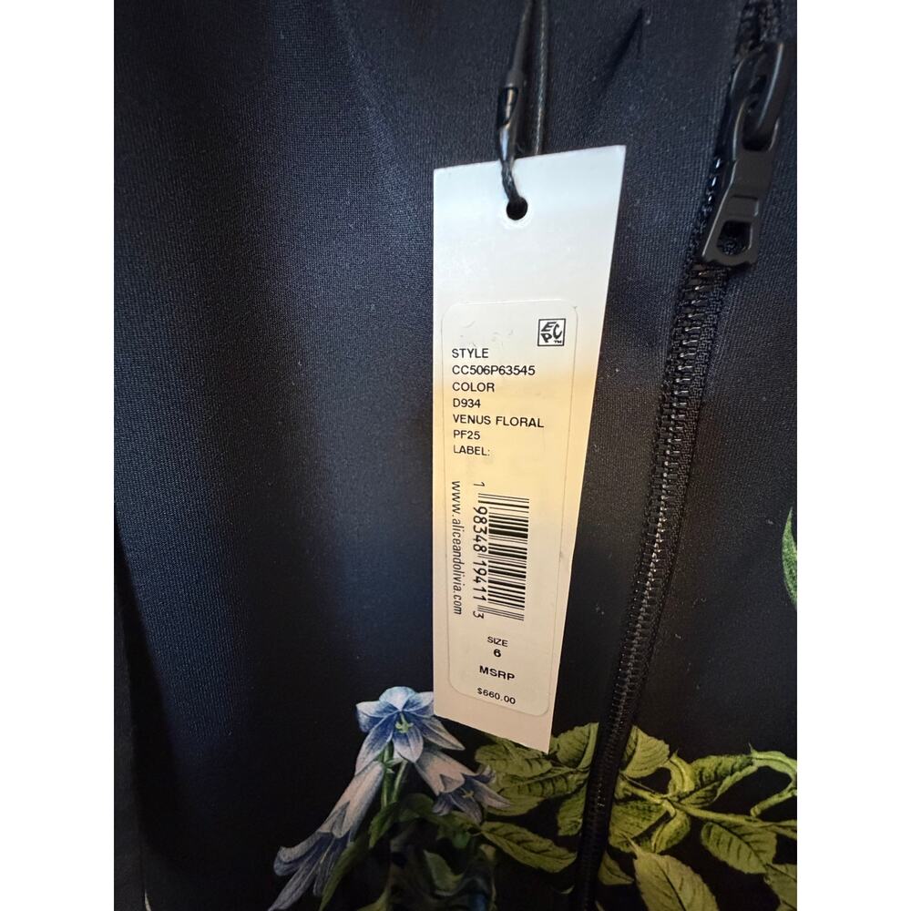 Alice + Olivia Oriana Tie Strap Drop-Waist Midi Dress Size 6 NWT - Picture 11 of 15